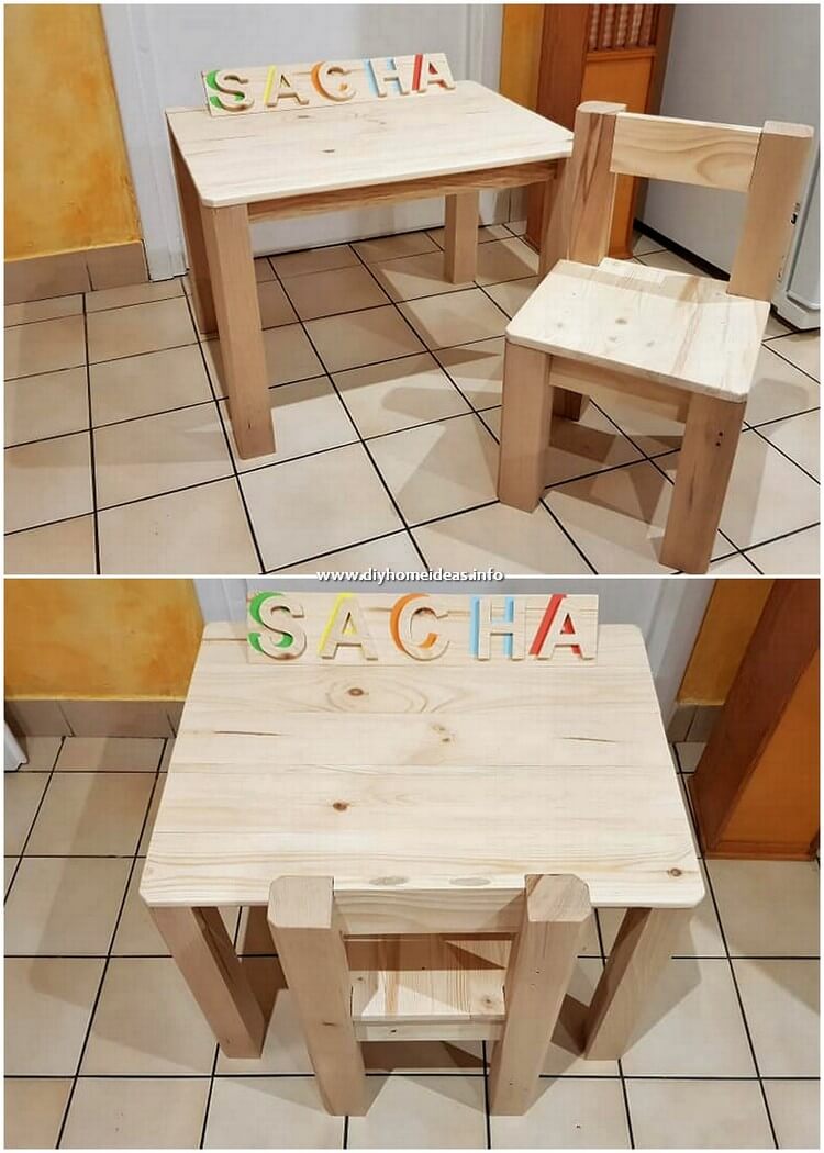 Pallet Study Table and Chair for Kids