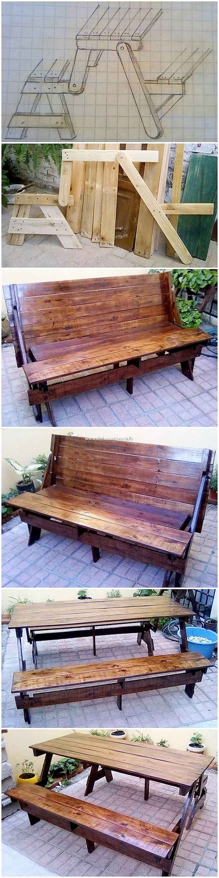 DIY Pallet Table with Benches