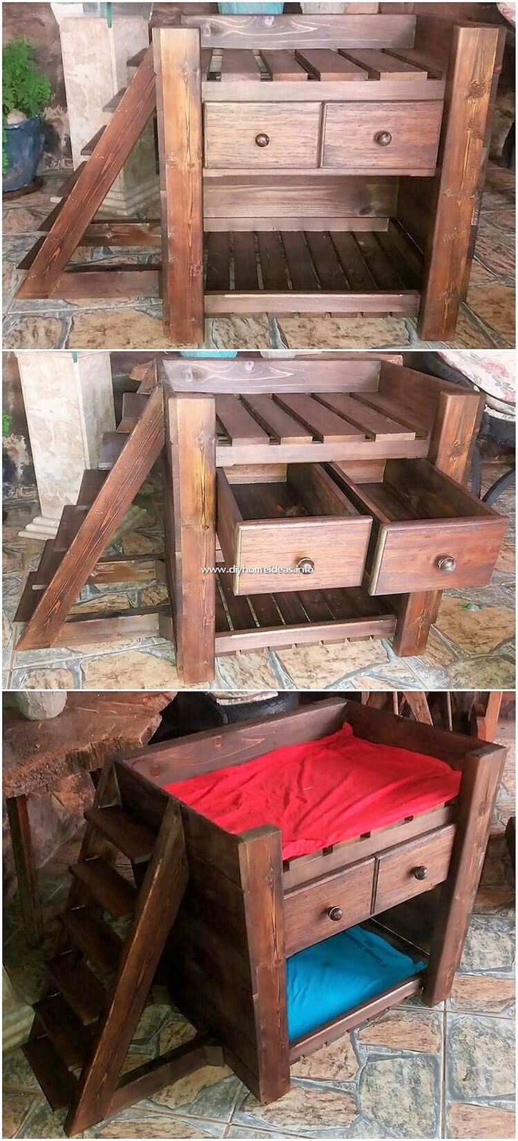 Pallet Pet Bed with Drawers