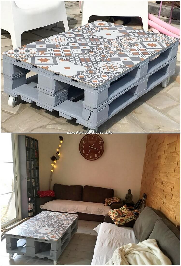 Pallet Table on Wheels