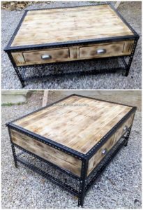 Pallet Table with Drawers