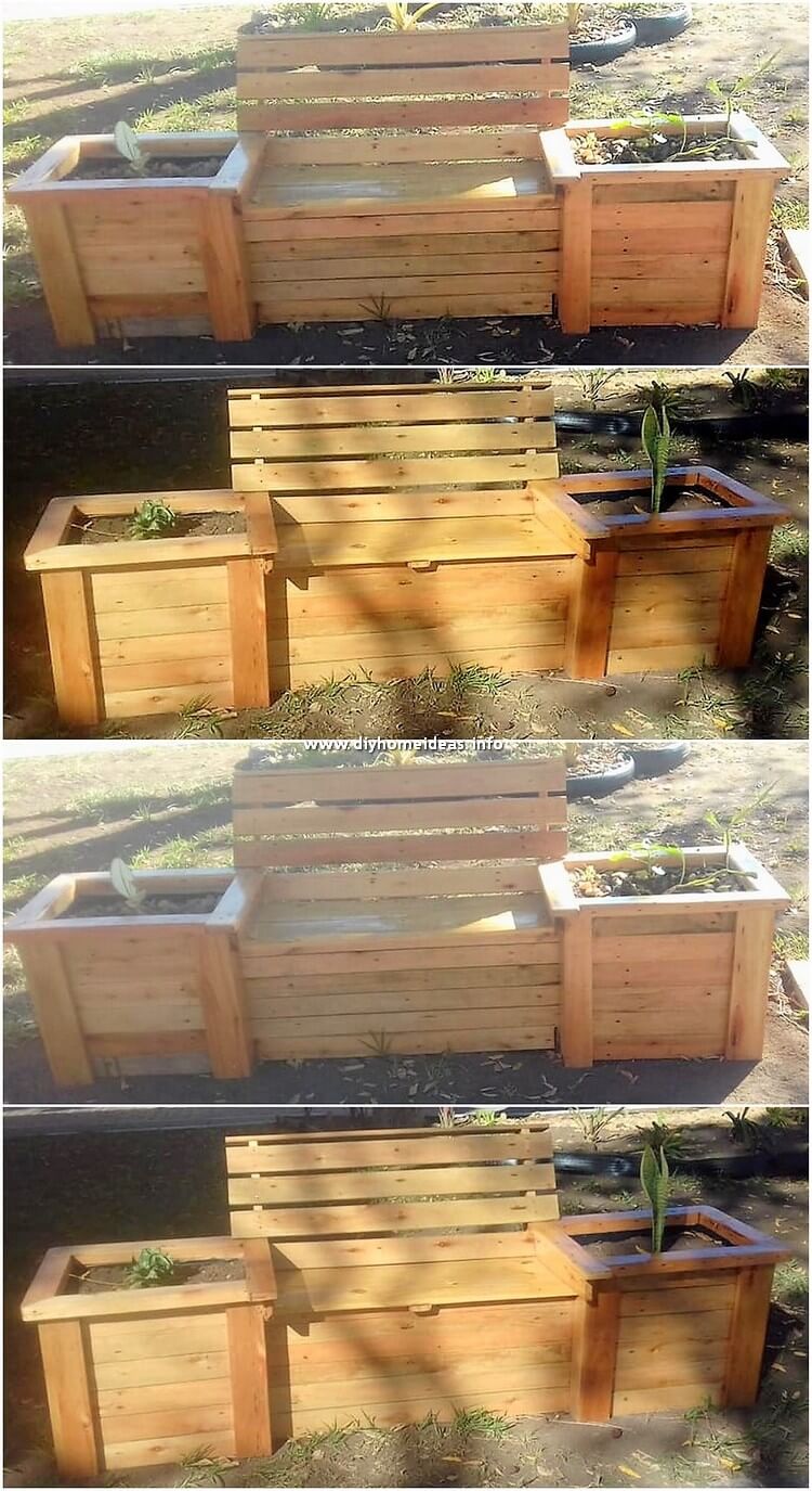 Pallet Bench with Planters