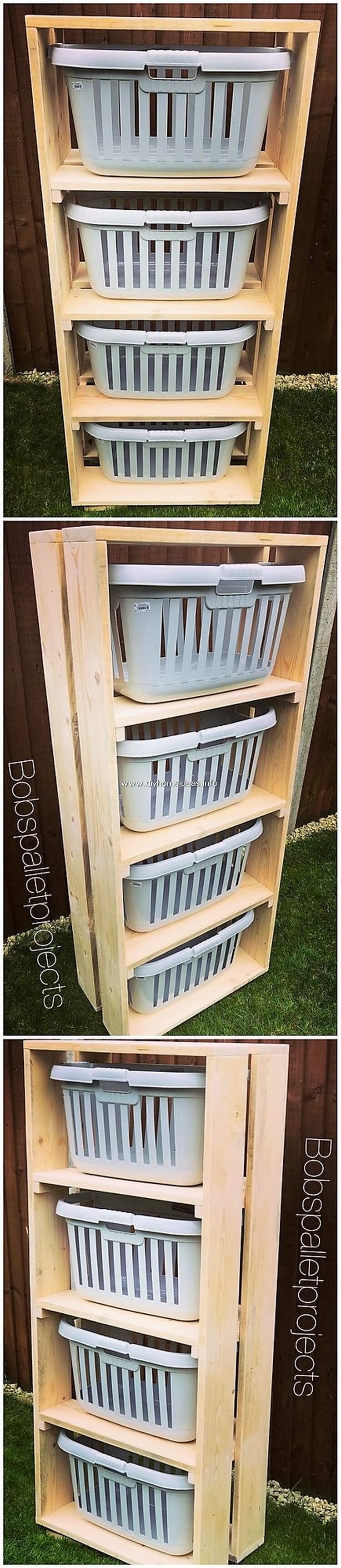 Pallet Table with Laundry Baskets