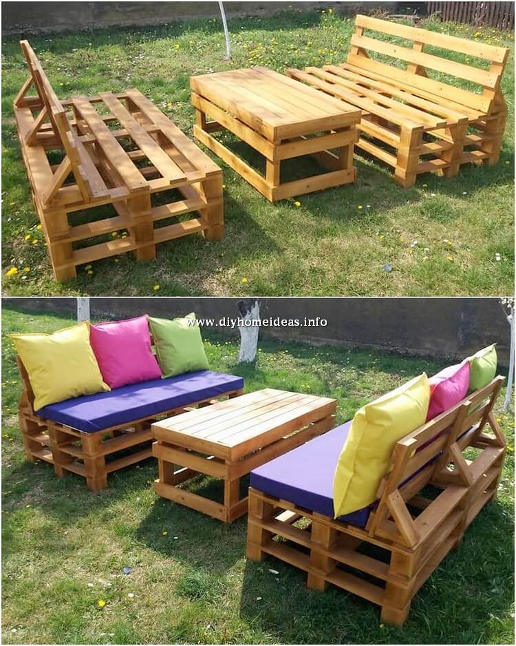 Pallet Wood Benches and Table