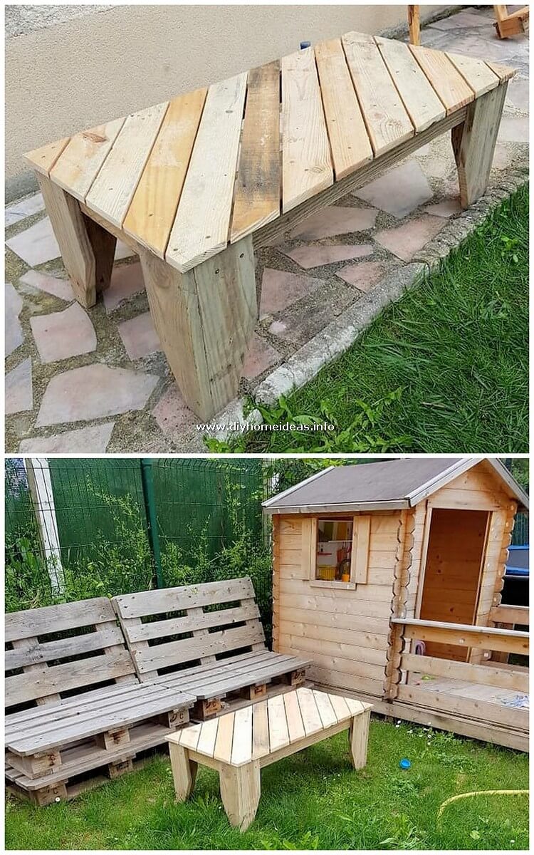 Pallet Garden Bench and Table