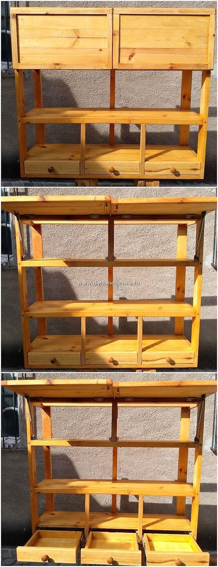 Pallet Shelving Table with Drawers