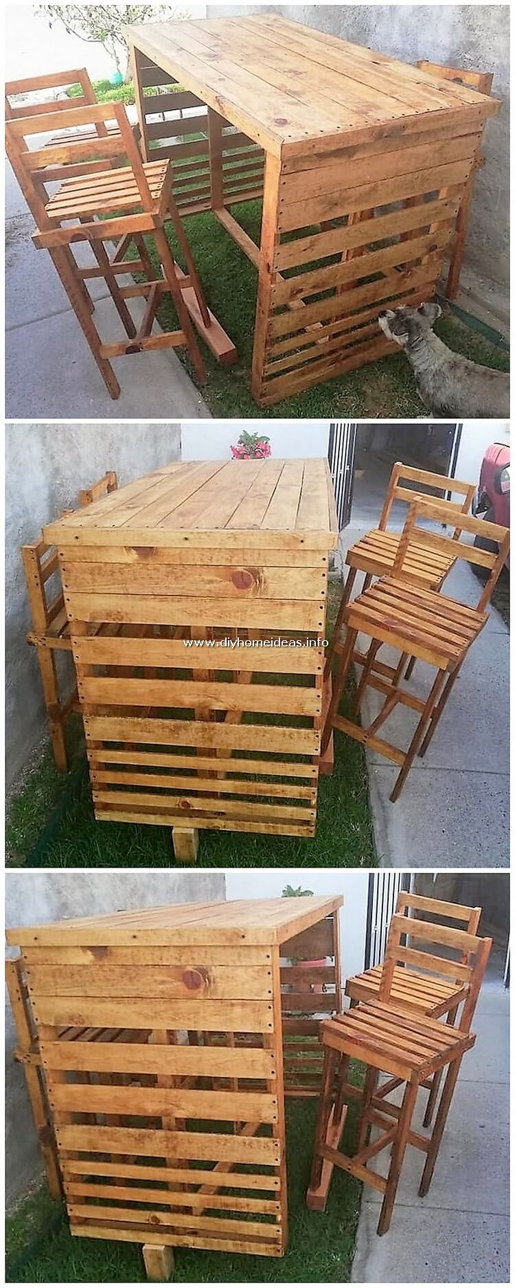 Pallet Desk Table and Chairs