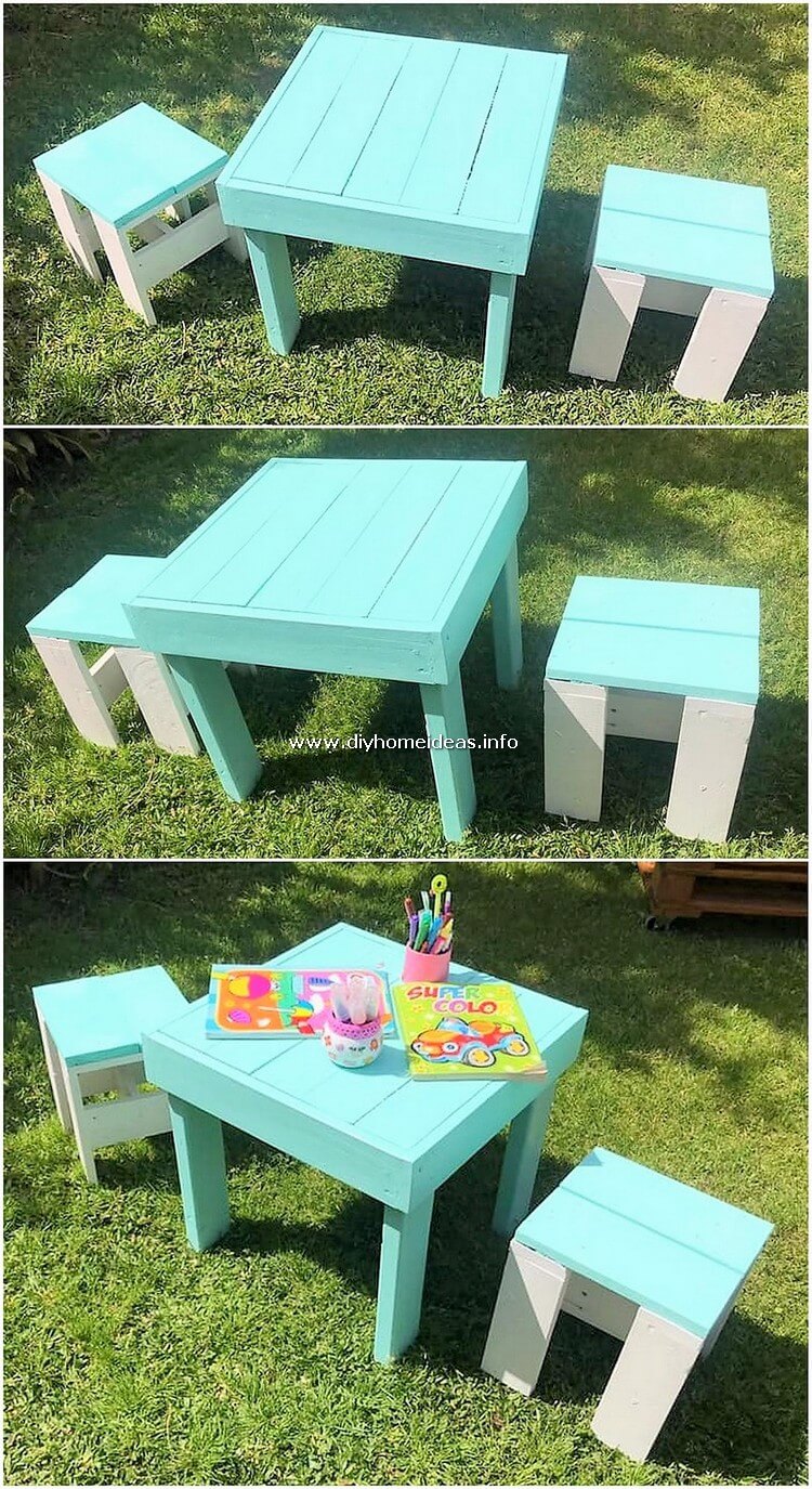 Pallet Garden Table and Stools