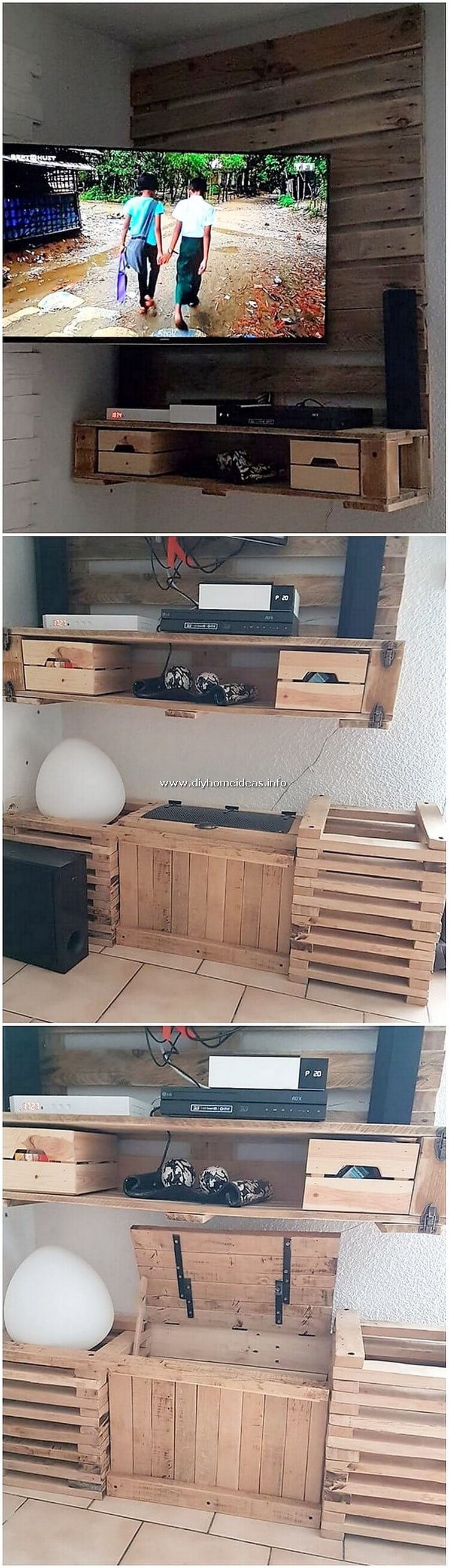 Pallet Wall LED Holder and Media Table